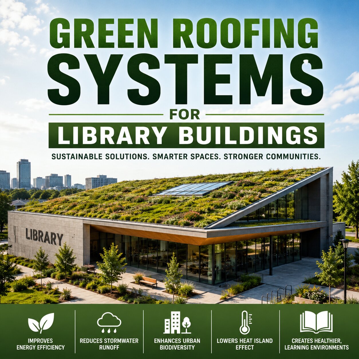 Green roofing systems for library buildings